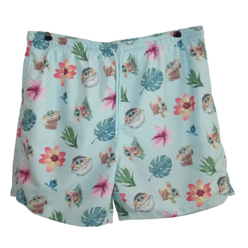 Star Wars The‎ Mandalorian Swim Trunks Baby Yoda Tropical Print Men Sz XL